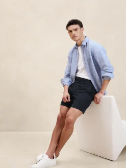 7" Linen-Blend Shorts