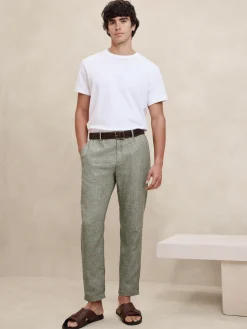 Athletic Linen-Blend Pull-On Pant