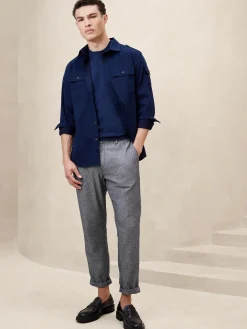 Athletic Linen-Blend Pull-On Pant