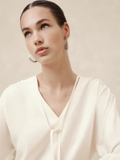 Bubble Hem V-Neck Blouse