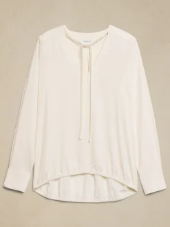 Bubble Hem V-Neck Blouse