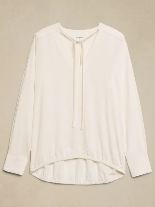Bubble Hem V-Neck Blouse