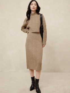 Cable Midi Sweater Skirt