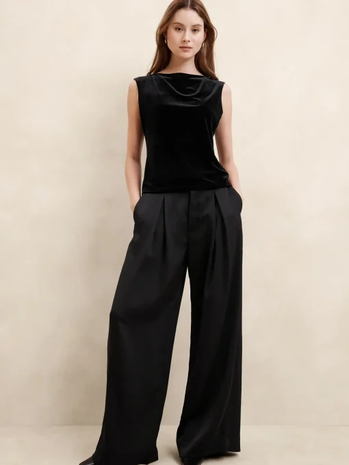 Cap-Sleeve Velvet Top