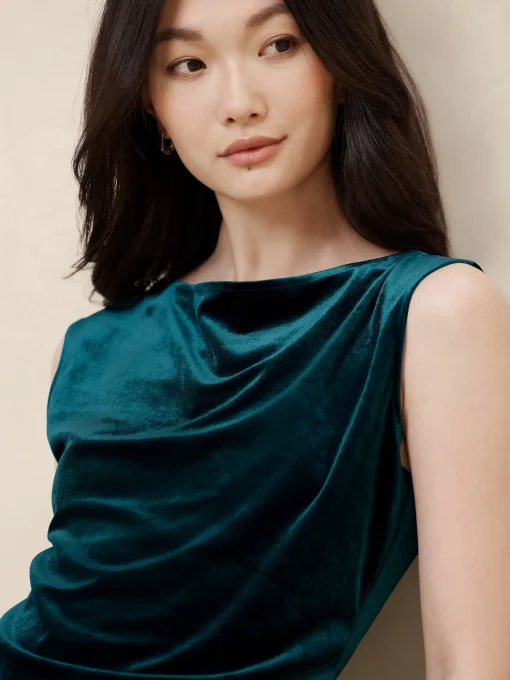 Cap-Sleeve Velvet Top