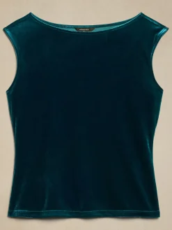 Cap-Sleeve Velvet Top
