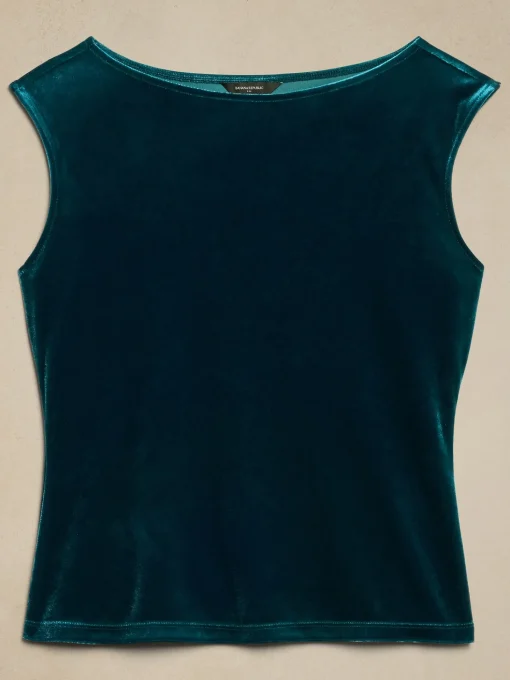 Cap-Sleeve Velvet Top