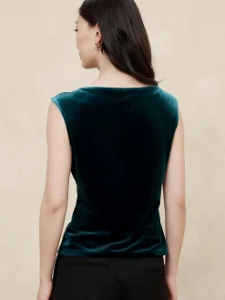 Cap-Sleeve Velvet Top