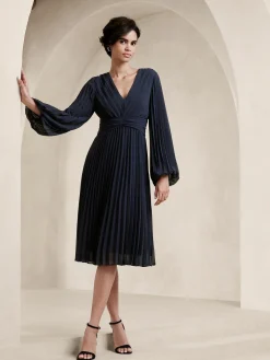 Chiffon Pleated Midi Dress