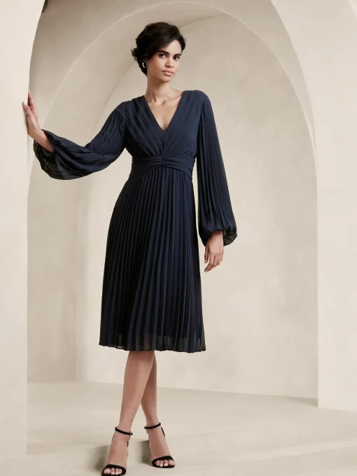 Chiffon Pleated Midi Dress