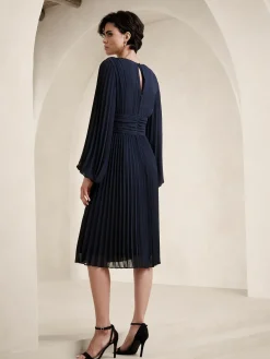 Chiffon Pleated Midi Dress