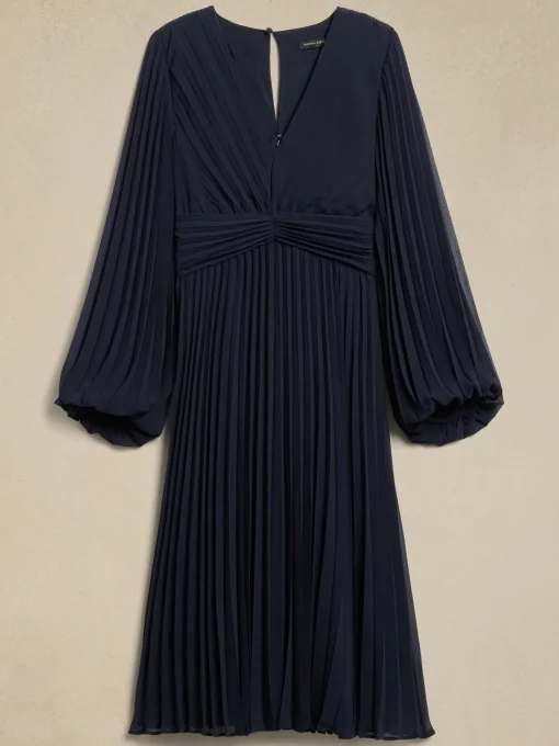 Chiffon Pleated Midi Dress