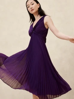 Chiffon Pleated Midi Dress