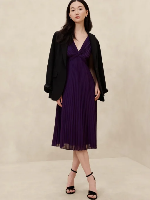 Chiffon Pleated Midi Dress