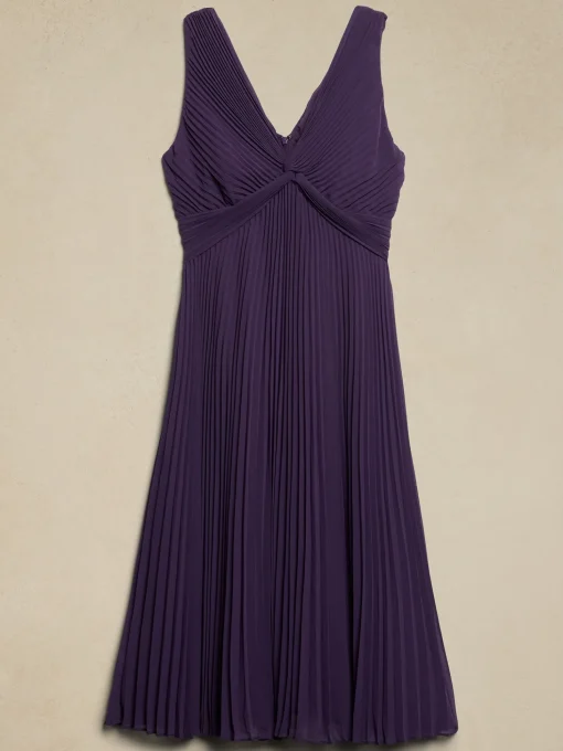 Chiffon Pleated Midi Dress