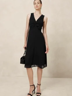 Chiffon Twist-Front Midi Dress