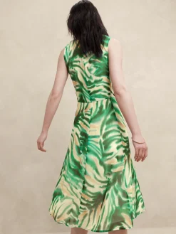 Chiffon Twist-Front Midi Dress