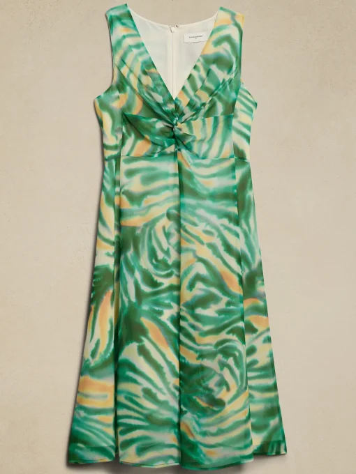 Chiffon Twist-Front Midi Dress