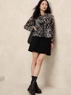 Chiffon Volume-Sleeve Blouse