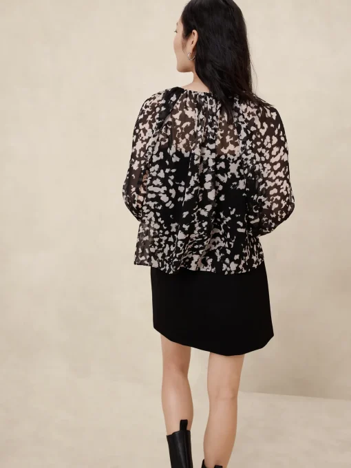 Chiffon Volume-Sleeve Blouse