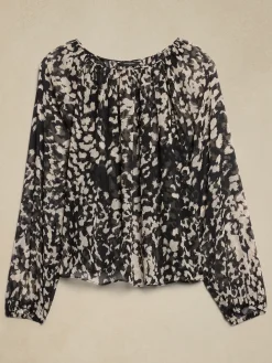 Chiffon Volume-Sleeve Blouse