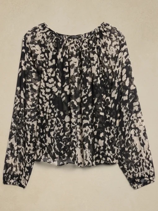 Chiffon Volume-Sleeve Blouse