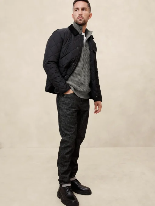 Chunky Waffle Buttoned-Neck Sweater