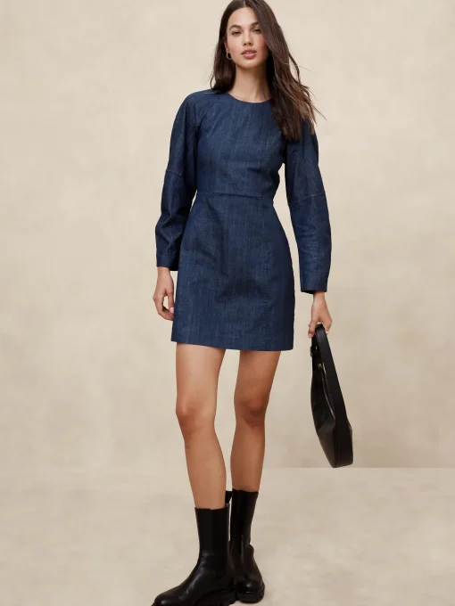 Contoured Denim Mini Dress