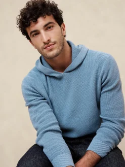 Cotton-Blend Textured Hoodie Sweater