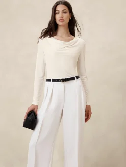 Cowl-Neck Crepe Top