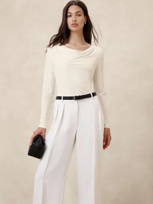 Cowl-Neck Crepe Top