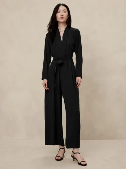 Crepe Deep V-Neck Jumpsuit