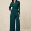 Crepe Deep V-Neck Jumpsuit
