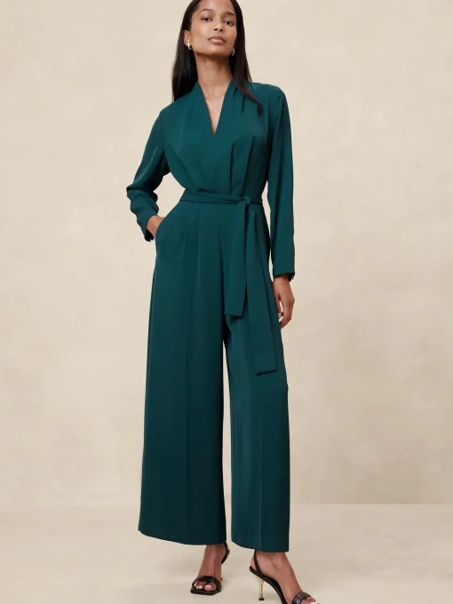 Crepe Deep V-Neck Jumpsuit