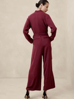 Crepe Deep V-Neck Jumpsuit