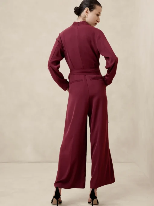 Crepe Deep V-Neck Jumpsuit