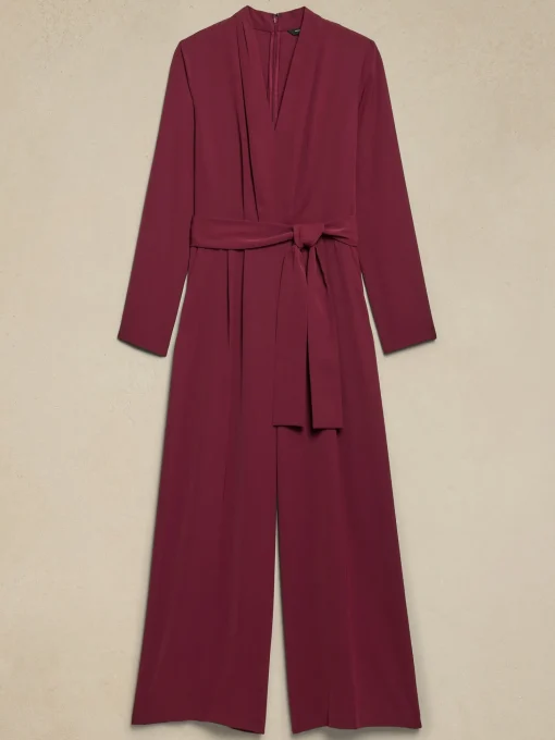Crepe Deep V-Neck Jumpsuit
