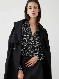 Crepe Volume-Sleeve Blouse