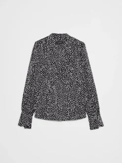 Crepe Volume-Sleeve Blouse