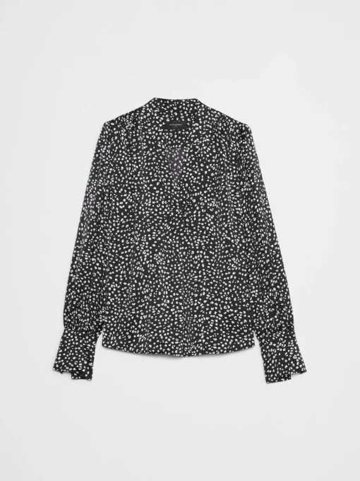 Crepe Volume-Sleeve Blouse
