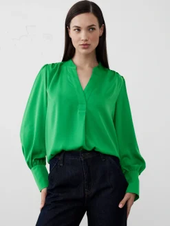 Crepe Volume-Sleeve Blouse