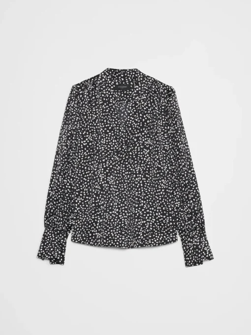 Crepe Volume-Sleeve Blouse