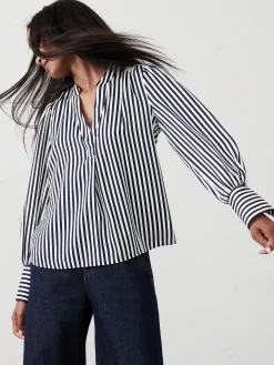 Crepe Volume-Sleeve Blouse