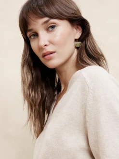 Crescent Stone Drop Earrings