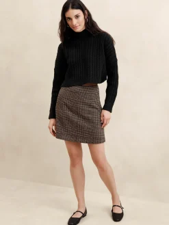 Cropped Cable Turtleneck Sweater