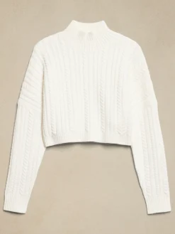 Cropped Cable Turtleneck Sweater