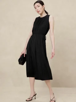 Crystal Pleated Midi Dress