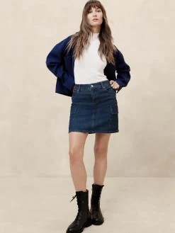 Denim Cargo Mini Skirt