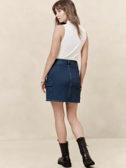 Denim Cargo Mini Skirt