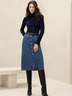 Denim Knee-Length Skirt